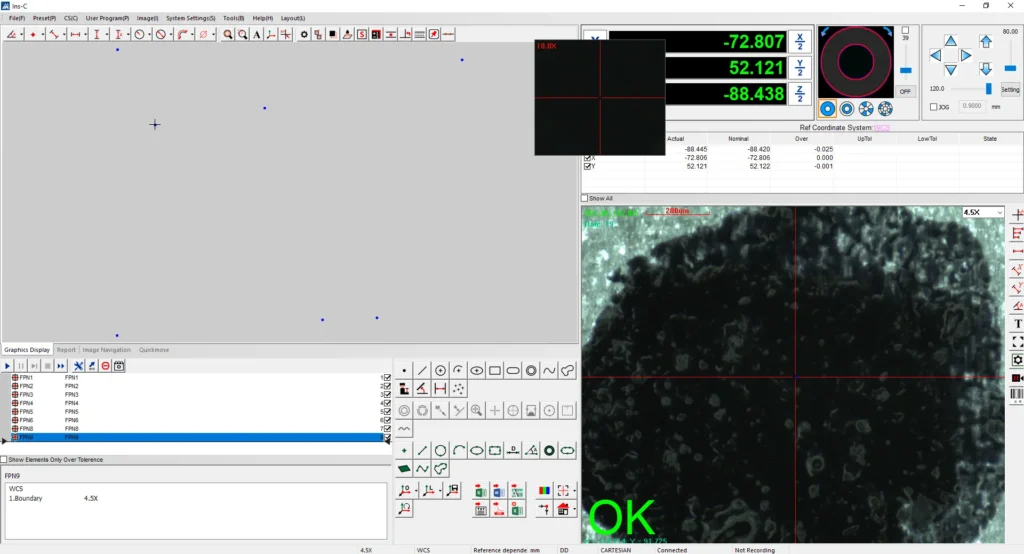 Measuring the depth (Z axis) of a sample at multiple points