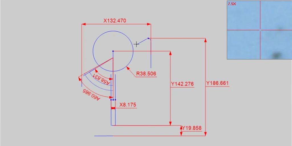Taking certain features for dimension measurement