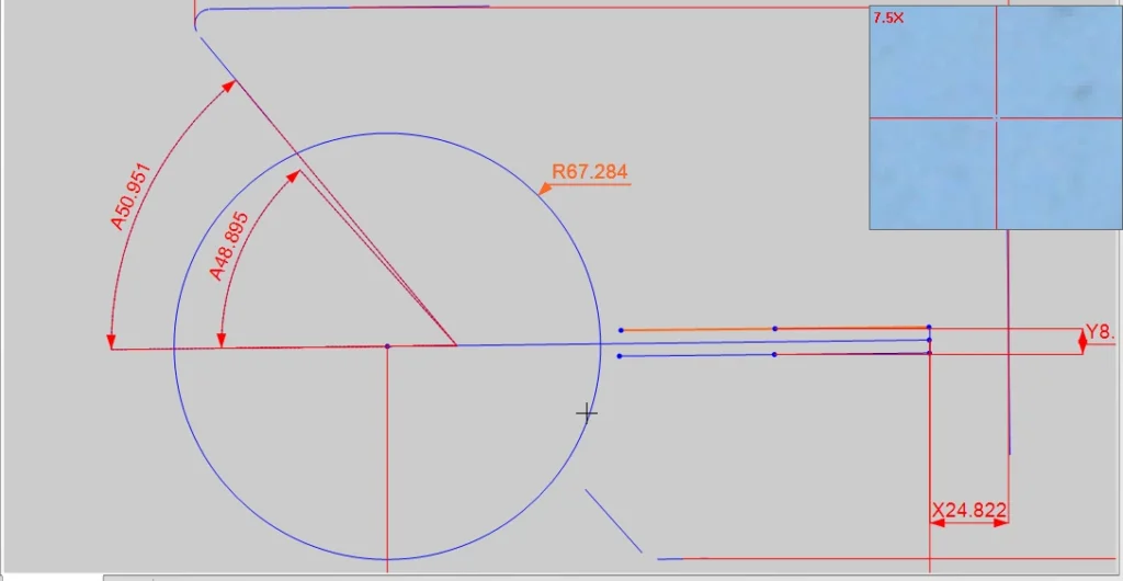 Taking features for dimension measurement